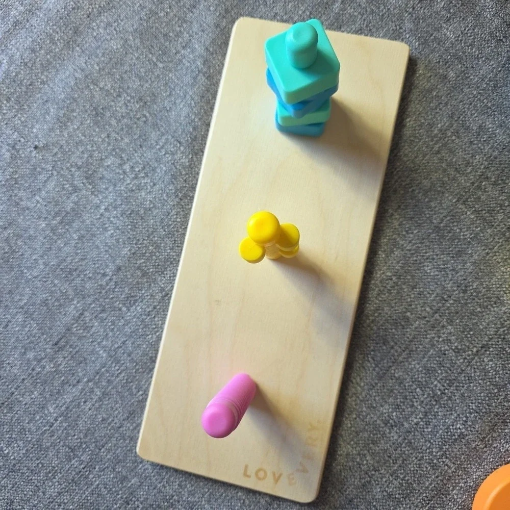 LoveVery Wood Sorting, Stacking, Twist, Pivot, Shapes & Colors Board